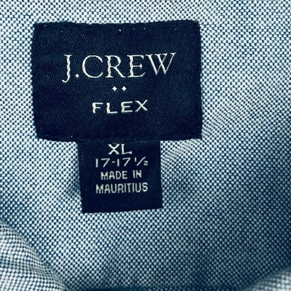 J Crew Dress Shirt Mens XL 17-17.5 Flex Button Up Denim‎ Blue Sailboat Print